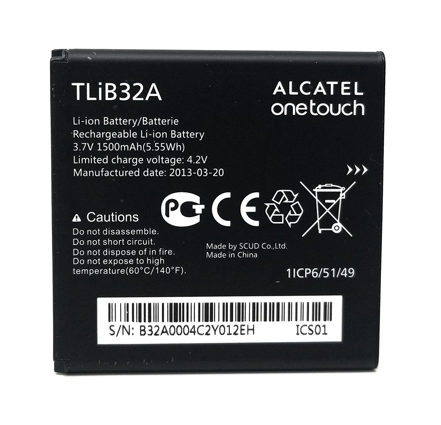 Аккумулятор для Alcatel TLiB5AB/TliB32A/CAB32A0000C2 6010 1500 мАч батарея