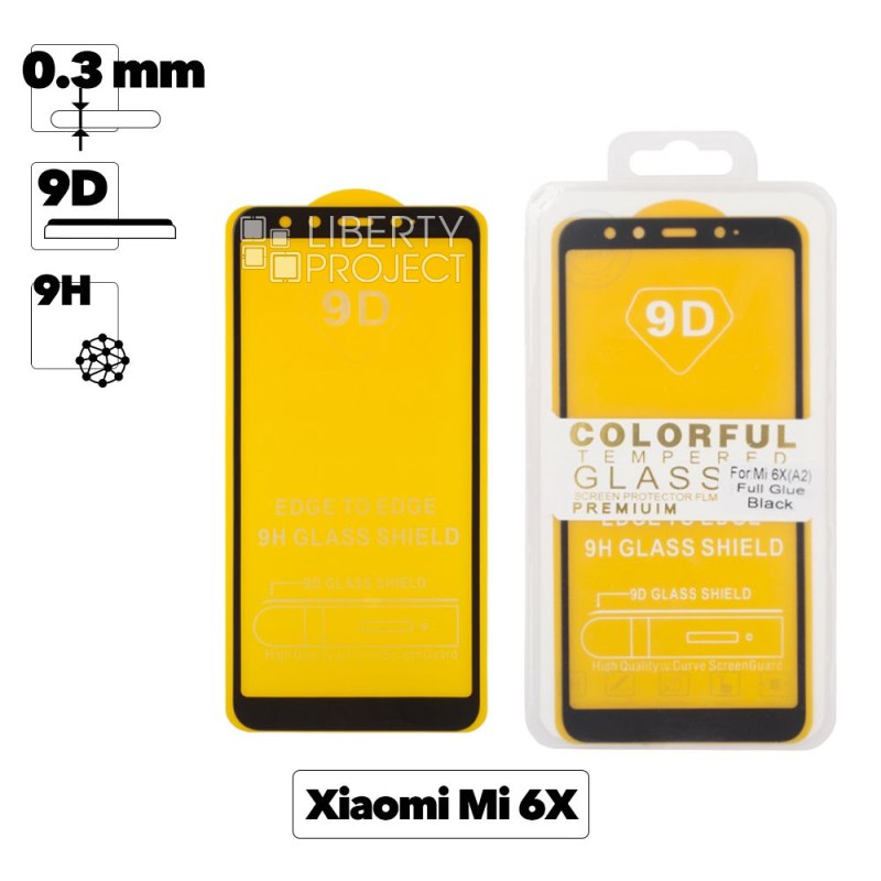 Защитное стекло Tempered Glass для Xiaomi Mi 6x (A2) черная рамка