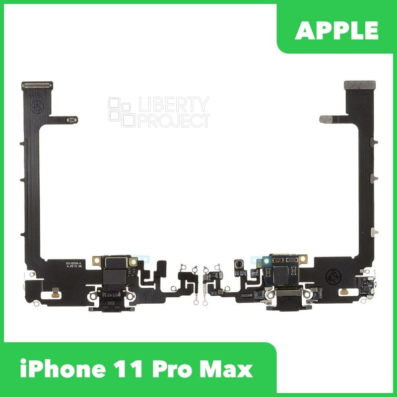 Шлейф/FLC iPhone 11 Pro Max на системный разъем/микрофон 100% OR (черный)
