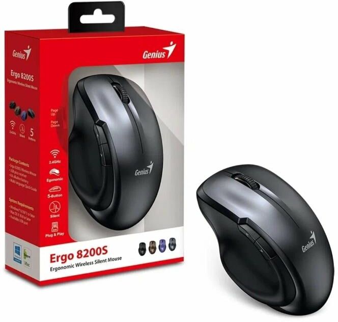 Мышь беспроводная GENIUS (31030029400) Ergo 8200S, черный