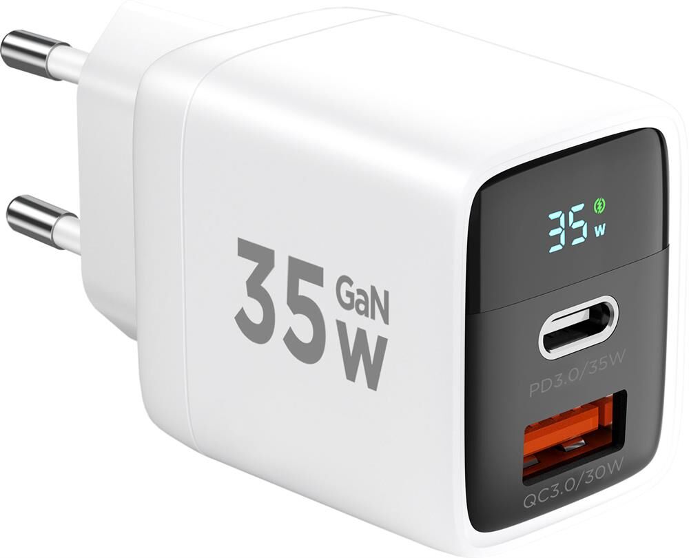 СЗУ CABLEXPERT (22107) 35Вт GaN, QC4.0/PD3.0, 1хUSB, 1хType-C, белый