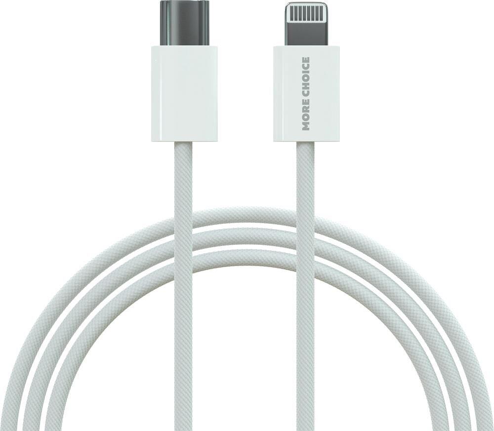 Кабель MORE CHOICE (4620202550408) K73i USB 3.0A PD 20W для Lighting 8-pin Type-C - нейлон 1м White