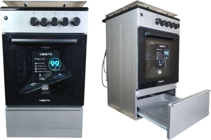 Газовая плита VESTA Bergamo VGG 50 10-G с ГК дух Сер с VD