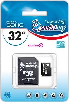 Карта памяти SMARTBUY (SB32GBSDCL10-01) MicroSDHC 32GB Class10 UHS-I + адаптер