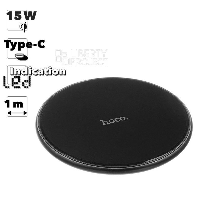 Беспроводное ЗУ HOCO CW6 Pro для смартфона, 15W, LED индикатор, 1м (черный)