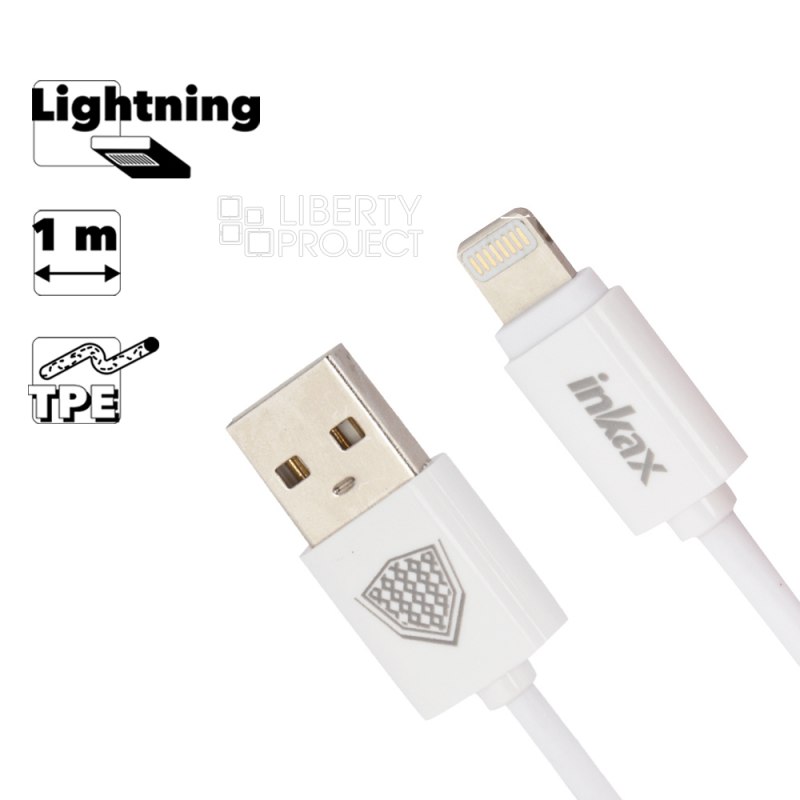 USB кабель inkax CK-51 Fast Lightning 8-pin, 1м, TPE (белый)