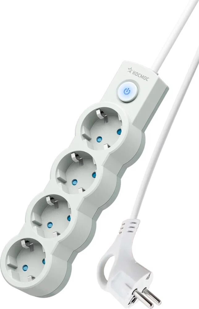 Удлинитель КОСМОС YKsm3m-4g-Z-V10A-W Белый/серый