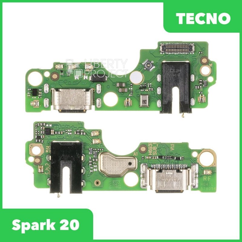Шлейф/FLC Tecno Spark 20 (KJ5) на системный разъём/микрофон, ориг