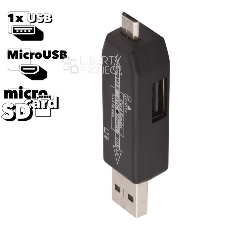 USB/Micro USB OTG Картридер "LP" слоты Micro SD/USB (черный/коробка)