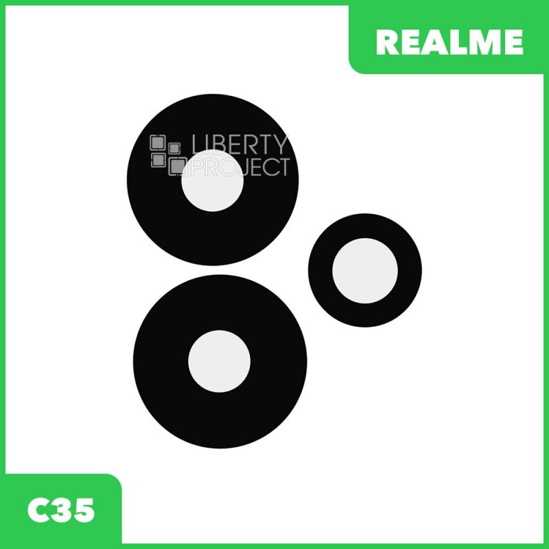 Стекло задней камеры для Realme C35 (RMX3511) (без рамки) (черный)