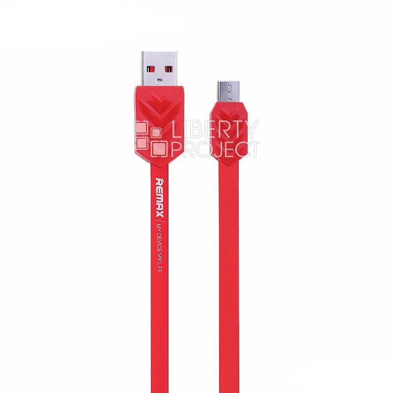 USB кабель "РЕМАКС" Fishbone MicroUSB, плоский, пластиковые разьемы, 1м, TPE (красный)
