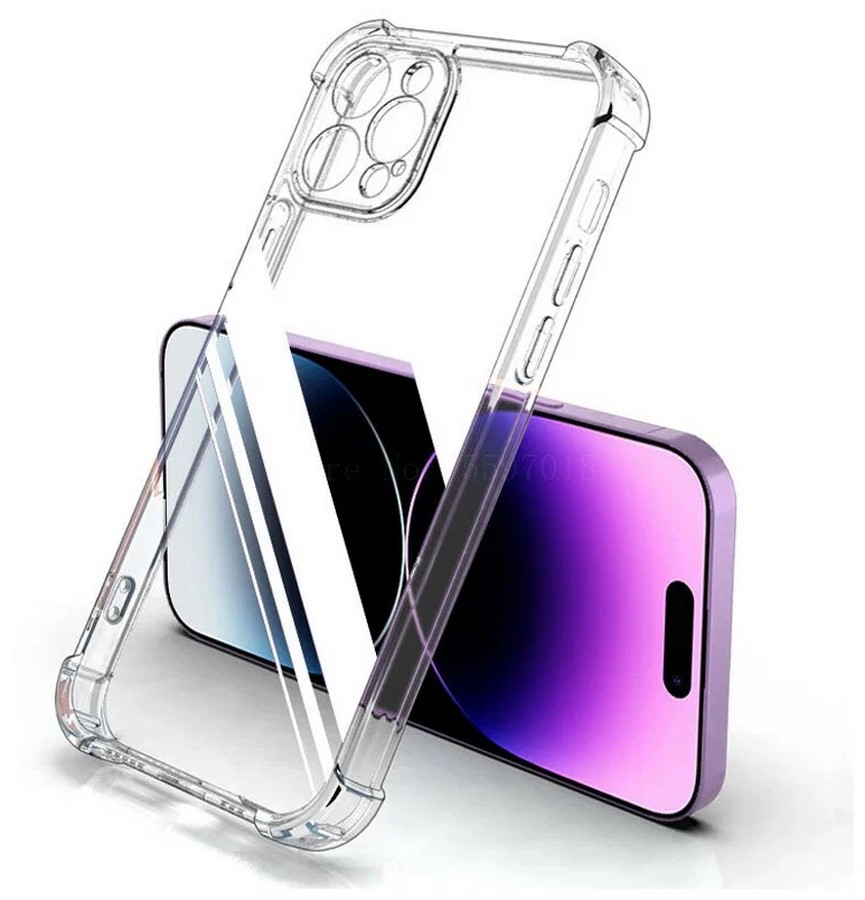 Силиконовая накладка для Apple iPhone 15 Pro Max с усиленными бортами прозрачный