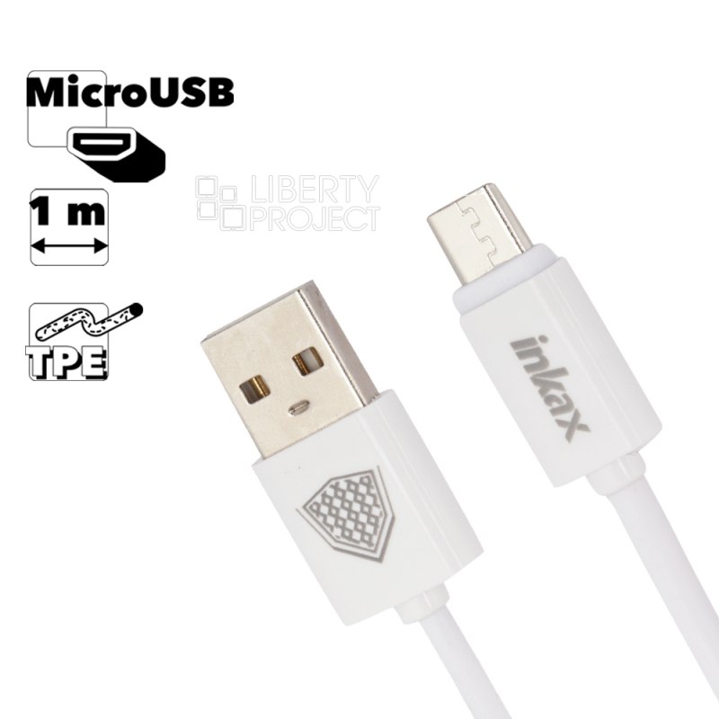 USB кабель inkax CK-51 Fast MicroUSB, 1м, TPE (белый)