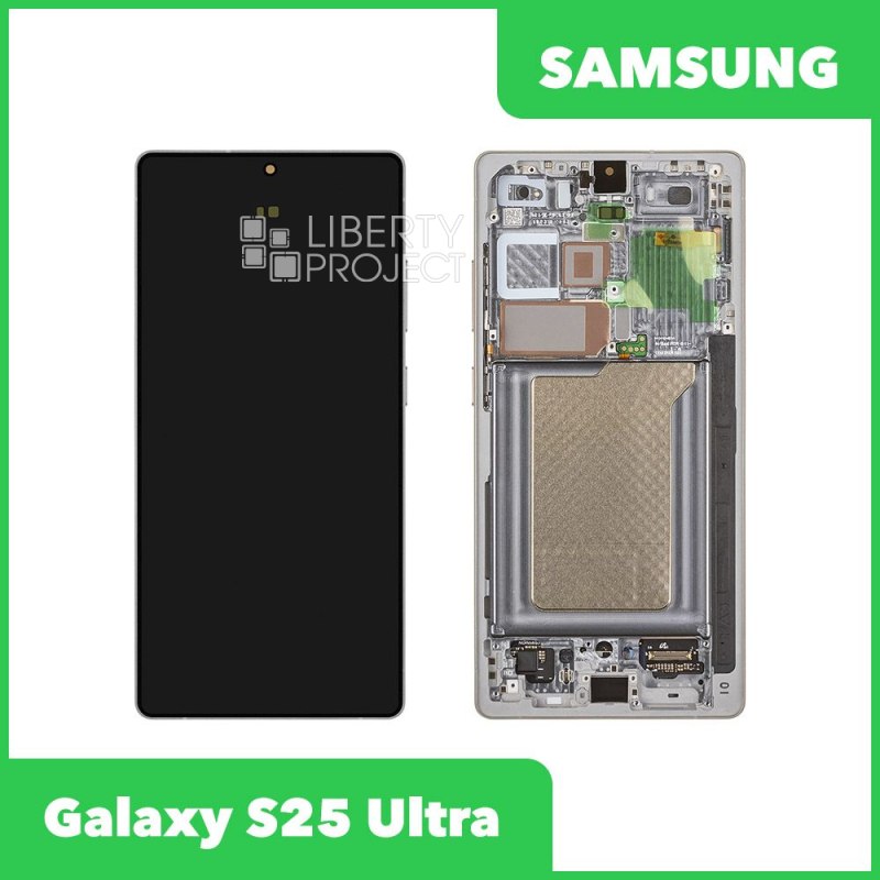 LCD дисплей для Samsung Galaxy S25 Ultra SM-S938B в рамке (серый) 100% OR SP