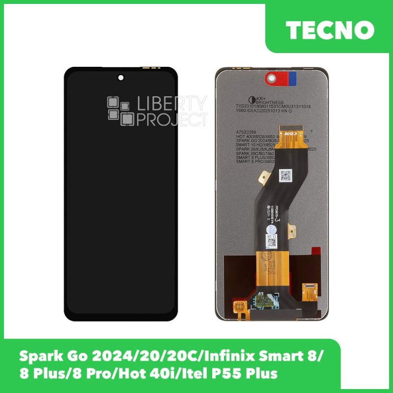 LCD дисплей для Tecno Spark Go 2024/20/20C/Infinix Smart 8/8+/8 Pro/Hot 40i/Itel P55+ (черный)
