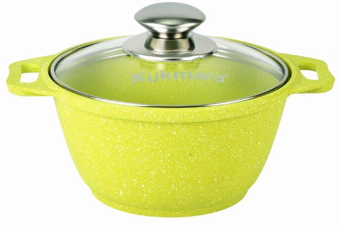 Кастрюля KUKMARA к11tsl а/пр литая 1,0л стекл/кр Trendy style lime