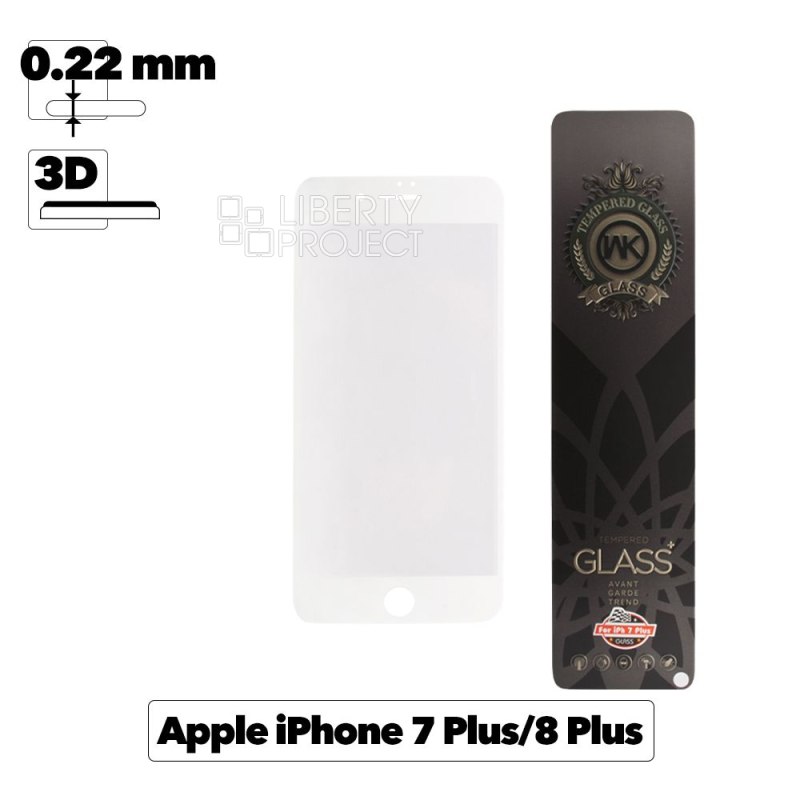 Защитное стекло WK Curved Edge A. S. F. PET 3D для iPhone 7 Plus/8 Plus 0.22 мм c белой рамкой + чехол