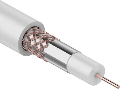 REXANT (01-2641) Кабель коаксиальный RG-59U+CU, CU/AL/CU, 64%, 75 ОМ, бухта 100М белый
