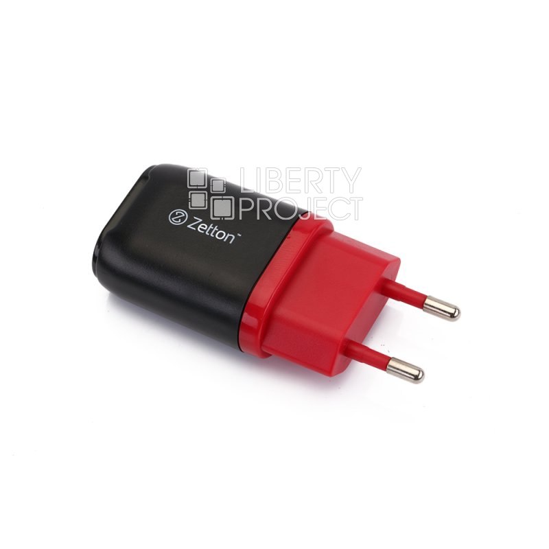 СЗУ с выходом USB ток зарядки 1А черное с красной вставкой (Zetton ZTLSTC1A1UBR)