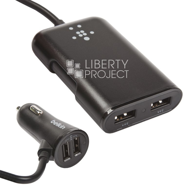 АЗУ "Belkin" 7.2 A с четырмя USB выходами (2 + 2 на проводе-удлинителе) (черная)