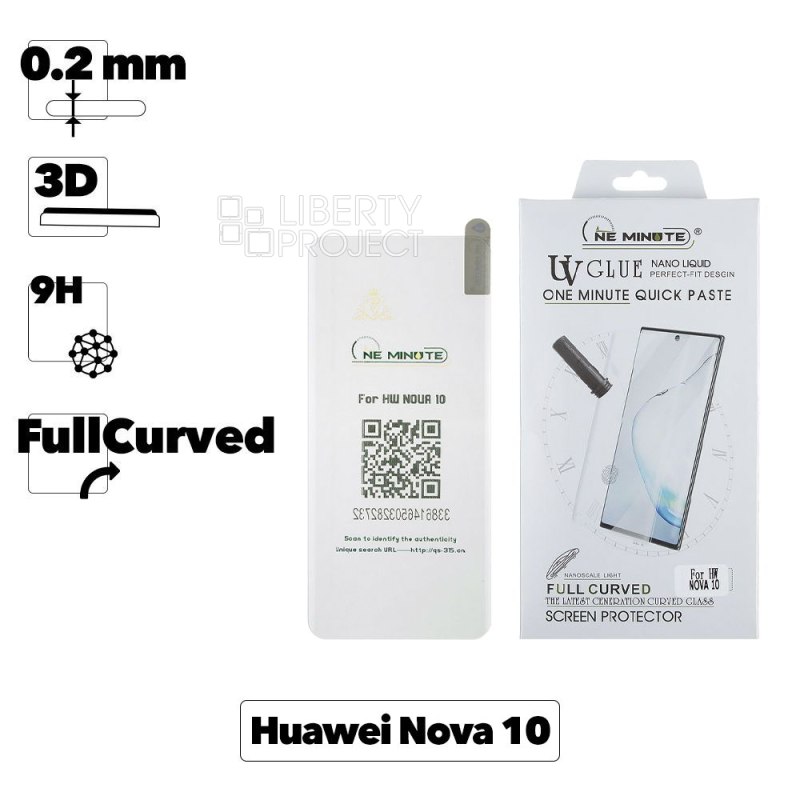 Защитное стекло "One Minute" для Huawei nova 10 3D UV Glue Nano Liquid Full Curved Glass