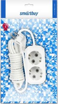 Удлинитель с заземлением SMARTBUY (SBE-16-2-02-Z) 2 гнз х 2,0 м (16А/3.5кВт, ПВС 3х1.0)