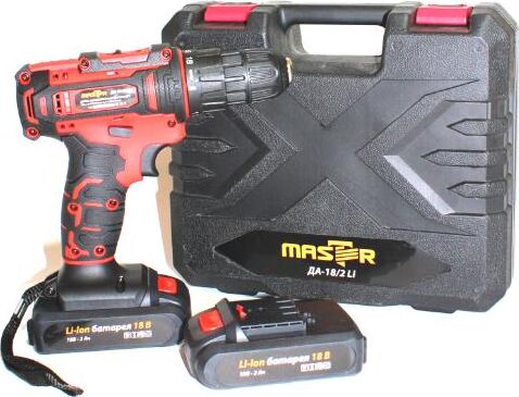 Дрель шуруповёрт MASTER ДА-18/2 Li, 2 акк, слайдер, кейс, индикатор заряда, 18В/2ач 00-00021597