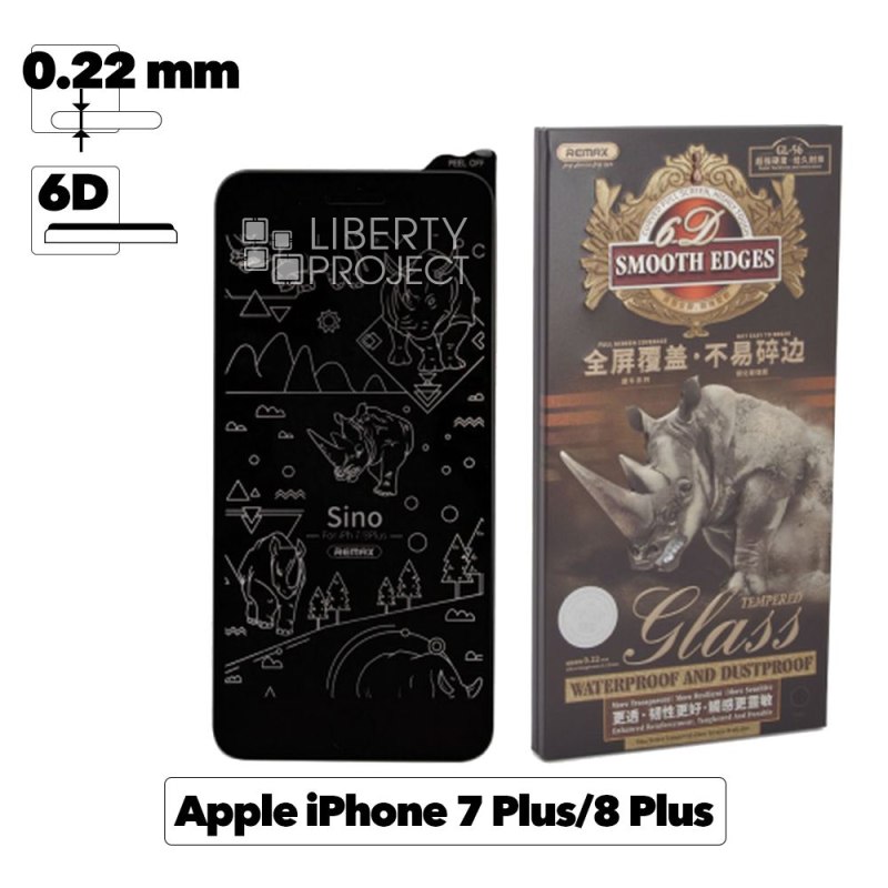 Защитное стекло REMAX GL-56 Rhino для Apple iPhone 7 Plus/8 Plus, 6D, черная рамка, 0.22мм
