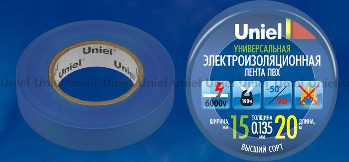 Изолента UNIEL (04485) UIT-135P 20/15/01 BLU