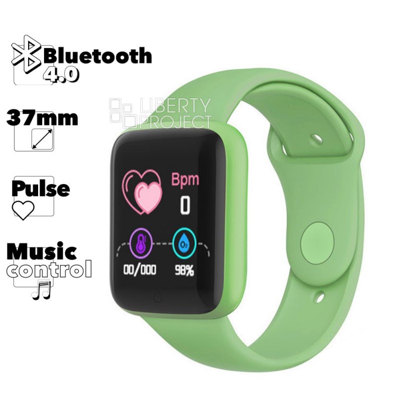 Умные часы MACARON Color Smart Watch активность/музыка/пульс/погода (зеленые)