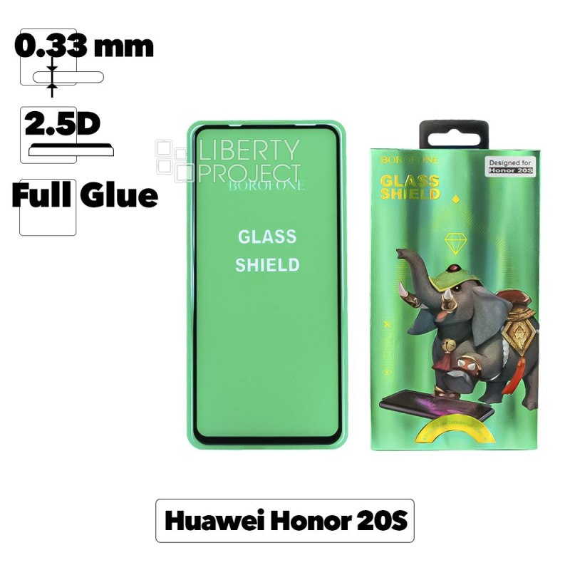 Защитное стекло BOROFONE Elephant для Honor 20s 2.5D, 0.33 мм с черной рамкой