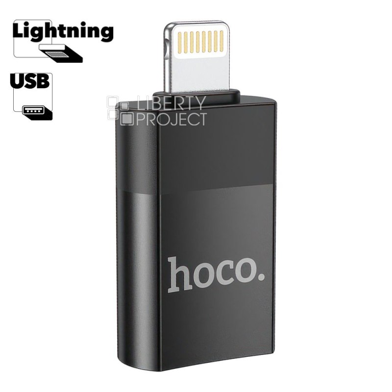 OTG адаптер HOCO UA17 Lightning 8-pin на USB (черный)