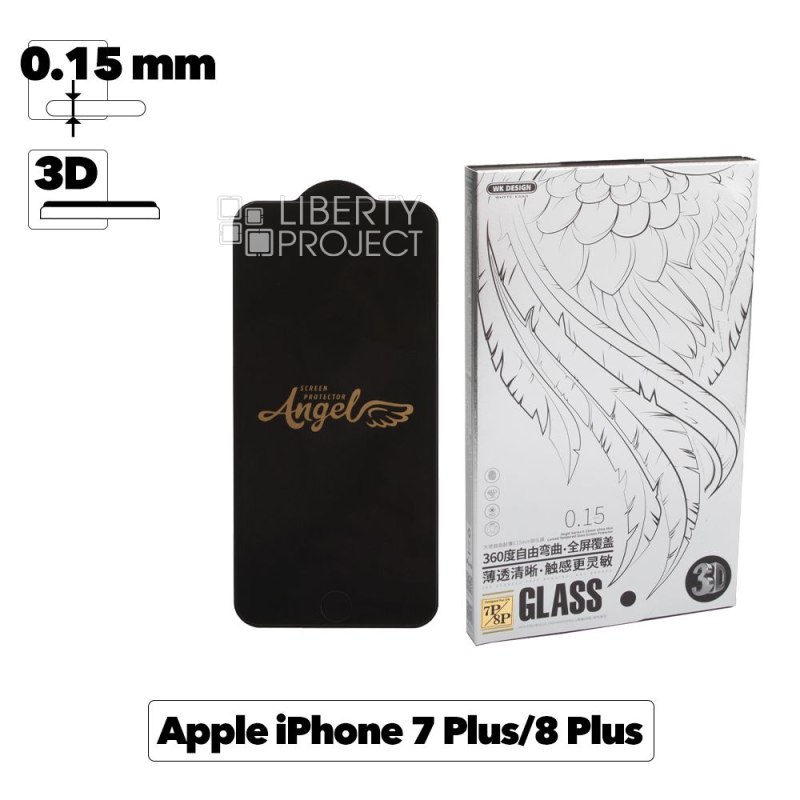 Защитное стекло WK Angel High Clear 3D для iPhone 7 Plus/8 Plus 0.15 мм c черной рамкой