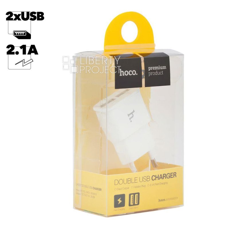 СЗУ HOCO UH202 2xUSB, 2.1А (белый)