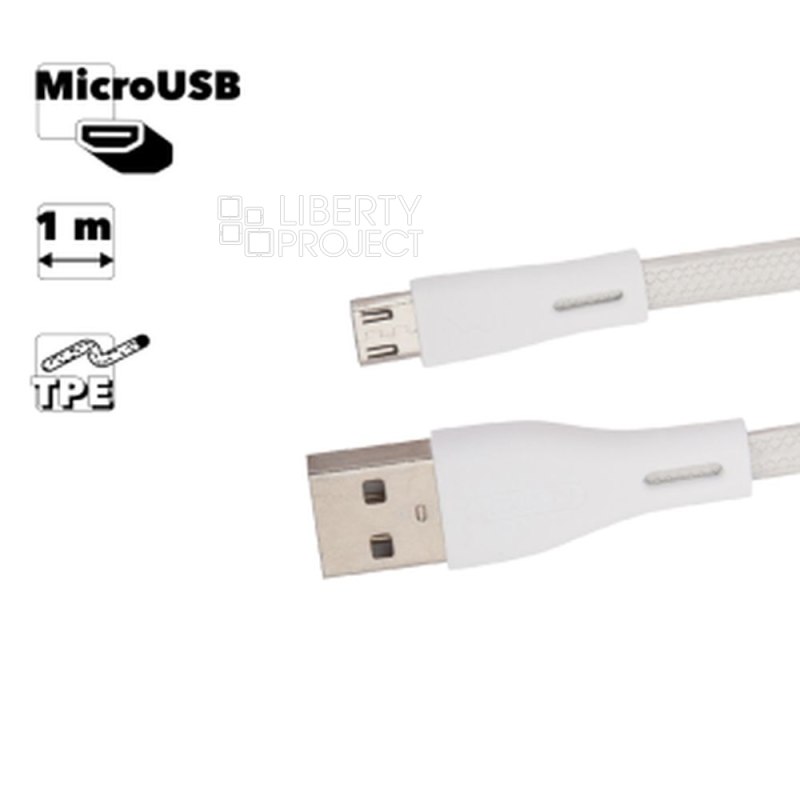 USB кабель REMAX RC-090m Full Speed Pro MicroUSB, 1м, TPE (белый)