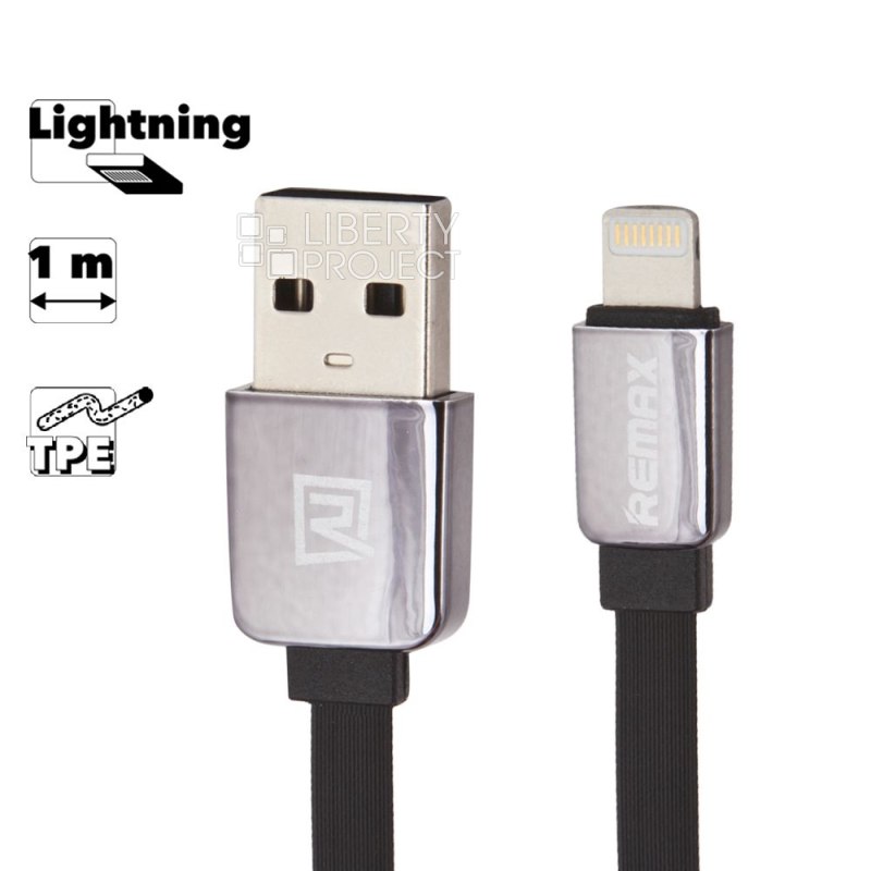 USB кабель REMAX RC-015i Kingkong Lightning 8-pin, 1м, TPE (черный)