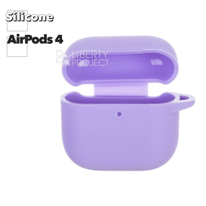 Силиконовый чехол для AirPods 4 с карабином (фиолетовый)