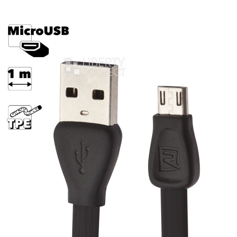 USB кабель REMAX RC-028m Martin MicroUSB, 1м, TPE (черный)