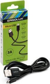Кабель ERGOLUX (15093) ELX-CDC01-C02 USB-Micro USB 3А 1,2м Черный