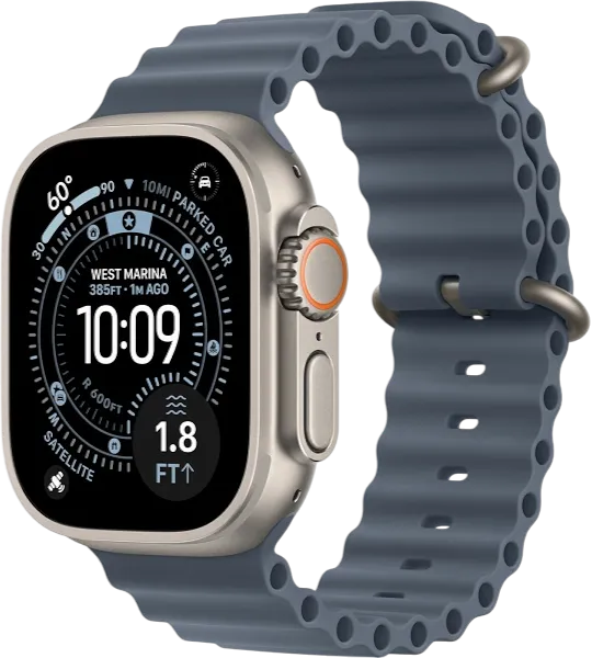 Apple Watch Ultra 3 (2025) GPS + Cellular, 49 мм, корпус из бежевого титана, ремешок Ocean (One Size) цвета «синий якорь» MEWH4