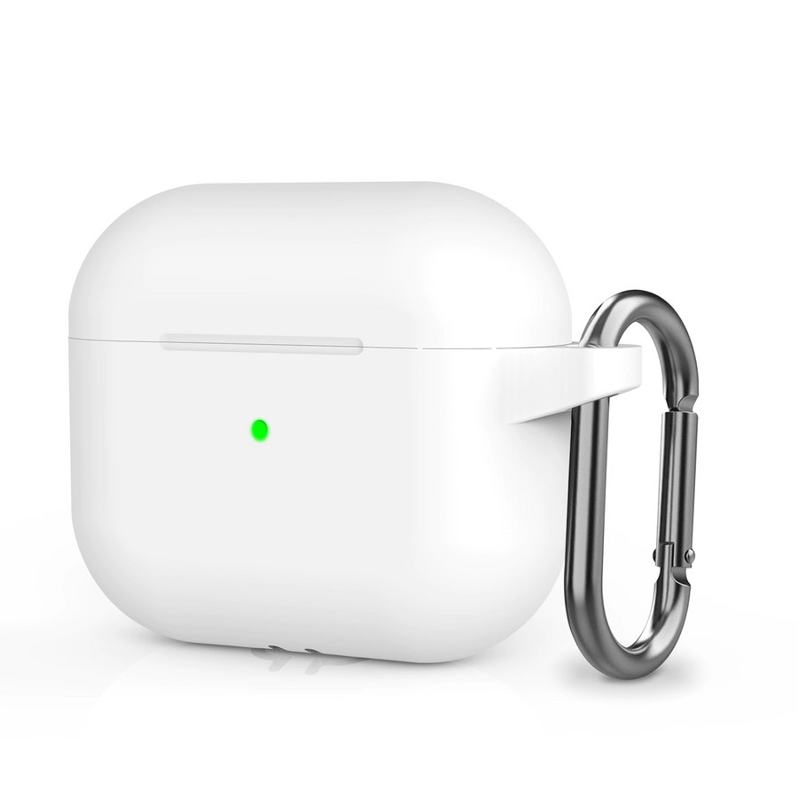 Силиконовый чехол с карабином для Apple AirPods 3 белый