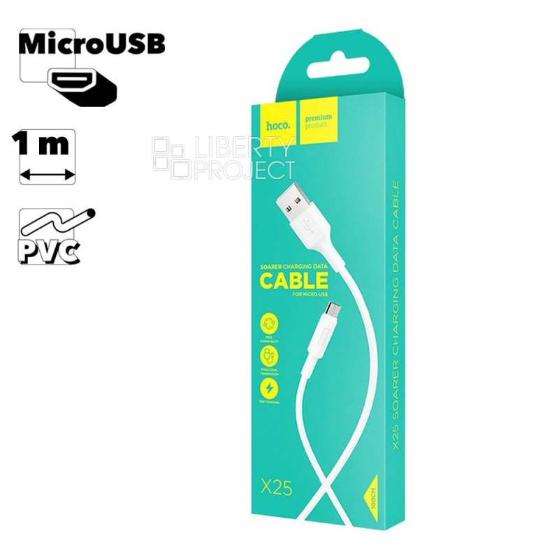 USB кабель HOCO X25 Soarer MicroUSB, 1м, PVC (белый)