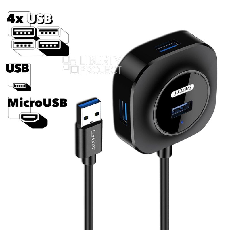 Хаб USB Earldom ET-HUB06 4xUSB 2.0 (черный)