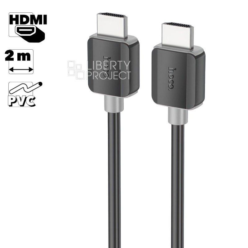 HDMI кабель HOCO US08 2.0м, 4K video, PVC (черный)