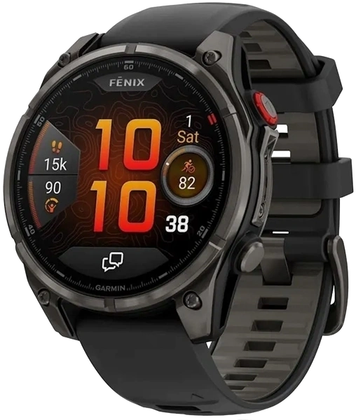 Умные часы Garmin Fenix 8 Pro 47 mm Amoled Sapphire DLC Titanium with Black/Pebble Gray Silicone Band (010-03198-00)