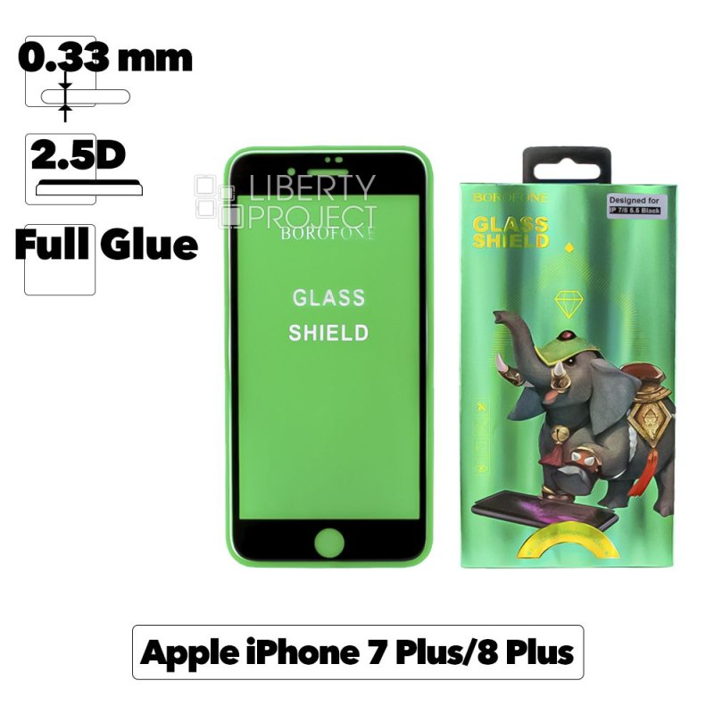 Защитное стекло BOROFONE Elephant для iPhone 7 Plus/8 Plus 2.5D, 0.33 мм с черной рамкой