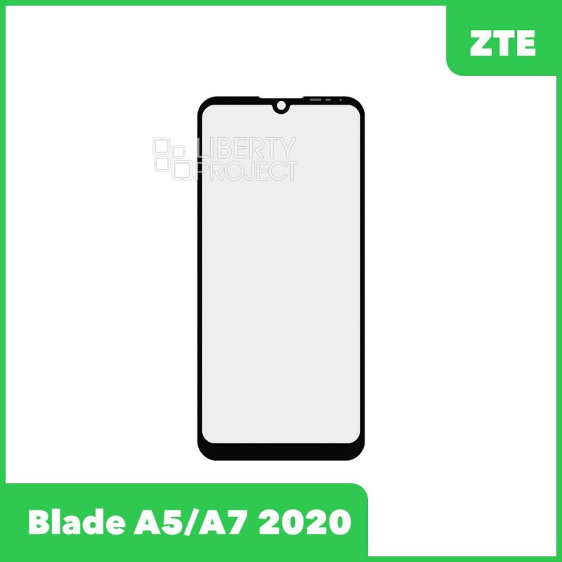 Стекло + OCA плёнка для переклейки ZTE Blade A5/A7 2020 (черный)