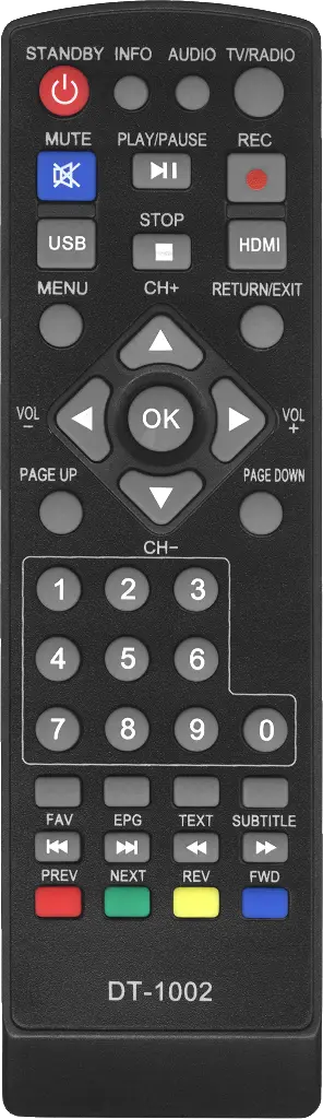 Пульт Huayu DT-1002 для DVB-T2 ресивера