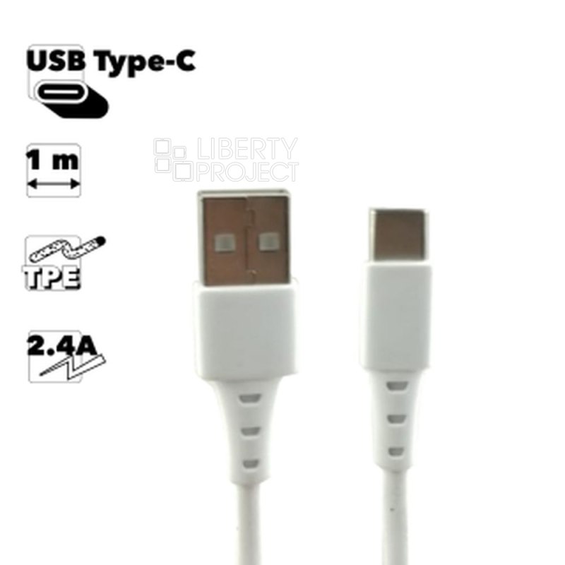 USB кабель REMAX RC-179a Zeron Type-C, 2.4А, 1м, TPE (белый)