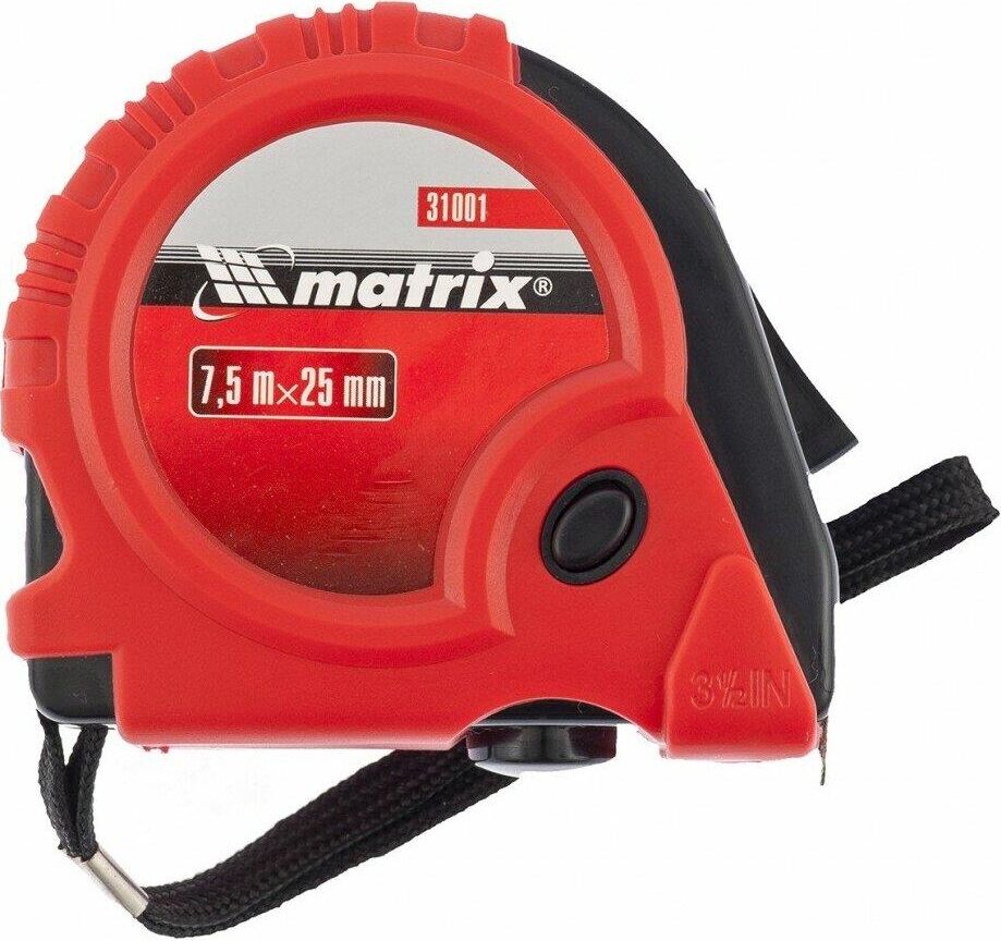 MATRIX Рулетка Rubber, 7,5 м х 25 мм, обрезиненный корпус 31001